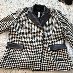 New York & Company Black and White Houndstooth Blazer